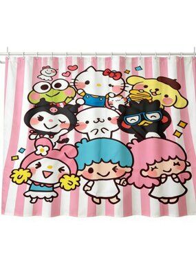 Cartoon Characters Shower Curtain with 12 Hooks 59" × 71"